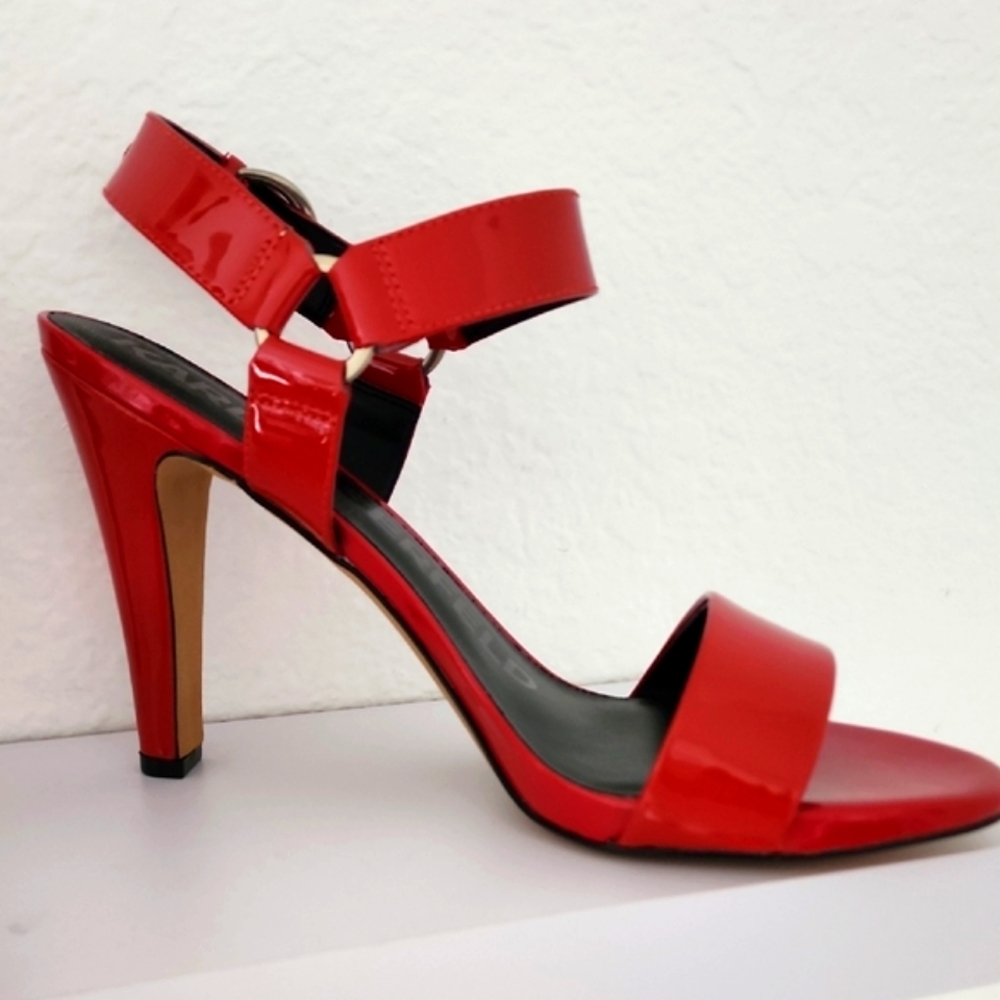 Karl Lagerfeld Paris Women's NIB Cieone Red Patent Leather Sandals. Size 9.5M - Picture 6 of 13